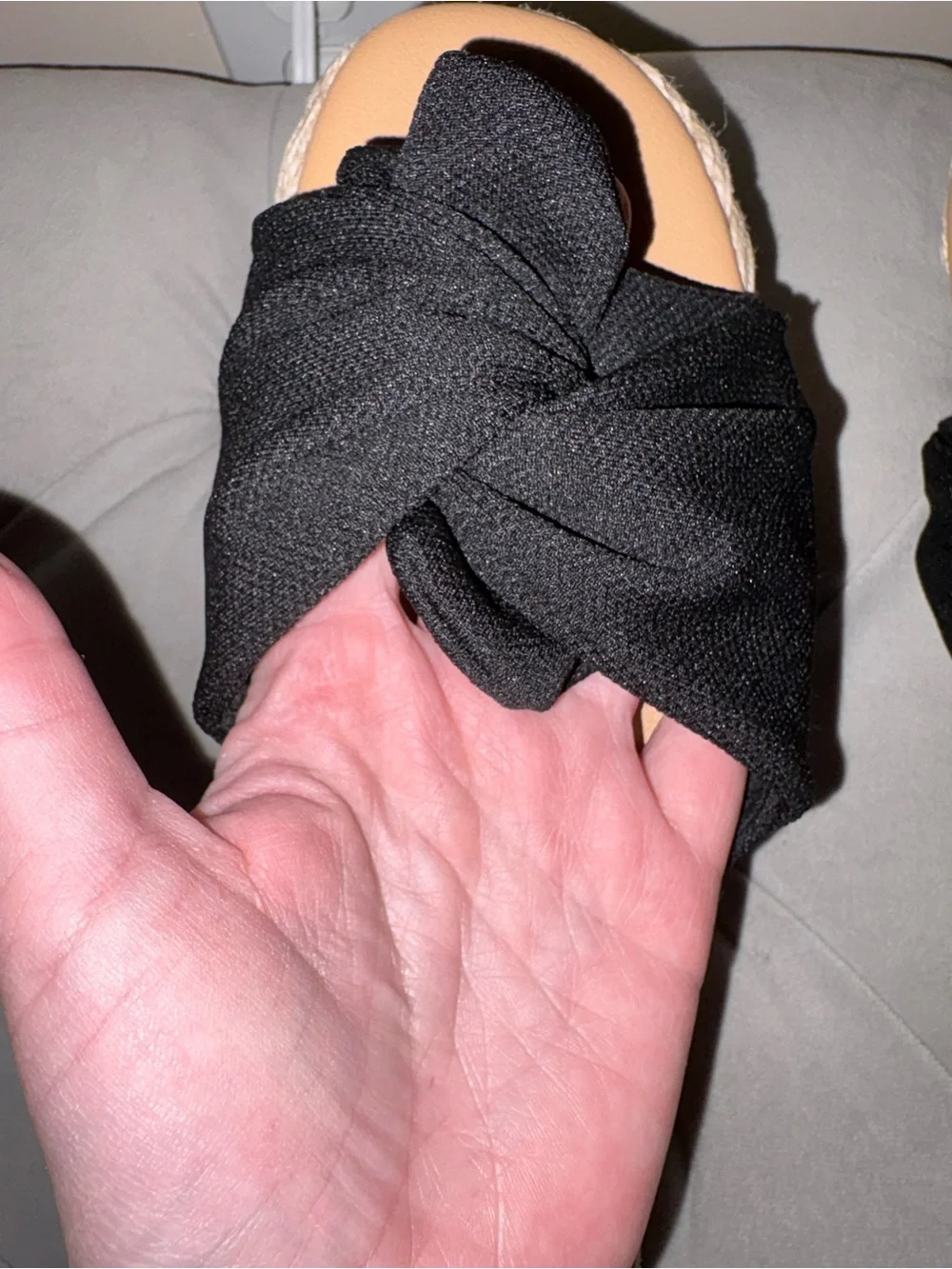 Black Knotted Espadrille Slide Sandals - Women